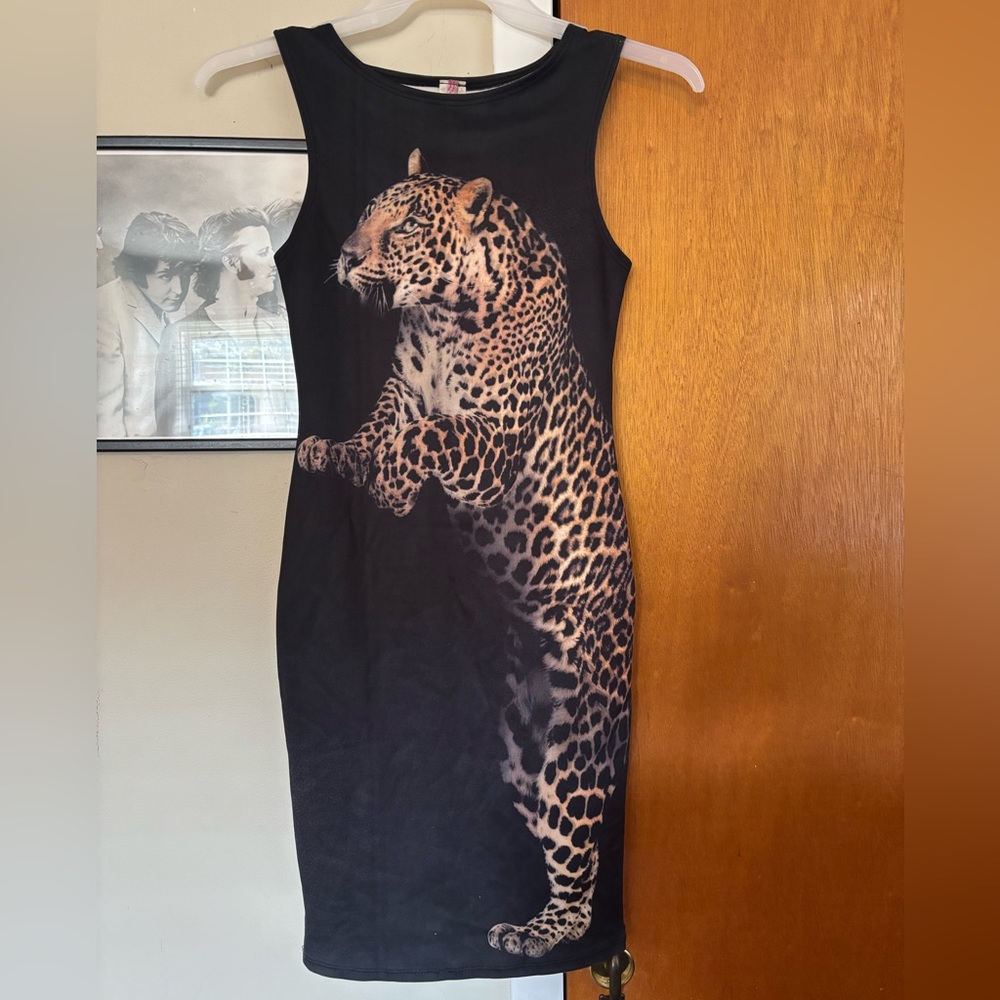 Codigo Leopard Print Black Bodycon Dress